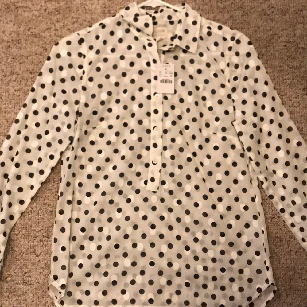 Jcrew Poplin Polka Dot Shirt